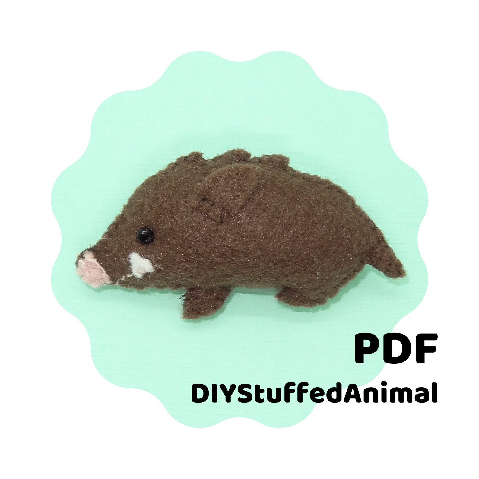 Boar Pattern Wild Boar Felt Pattern PDF, Pig Felt Animal Pattern, Hand Sewn ...