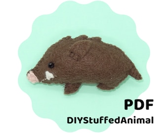 Padrão de feltro de javali PDF, padrão animal de feltro de porco, criações costuradas à mão, artesanato feito à mão | Wilbur, o Javali