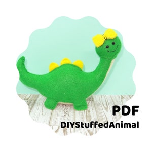 Dinosaur PDF Sewing  Pattern, Felt Animal Sewing Pattern, Stuffed Dinosaur, Dino Felt Sewing Pattern, Advanced| Babbs the Dinosaur