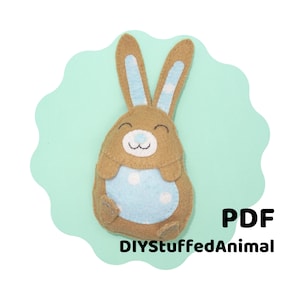 Patrón PDF de fieltro de conejito, Patrón de costura de animales de fieltro, Manualidades cosidas a mano, Creaciones de fieltro / Cinnabun el conejito