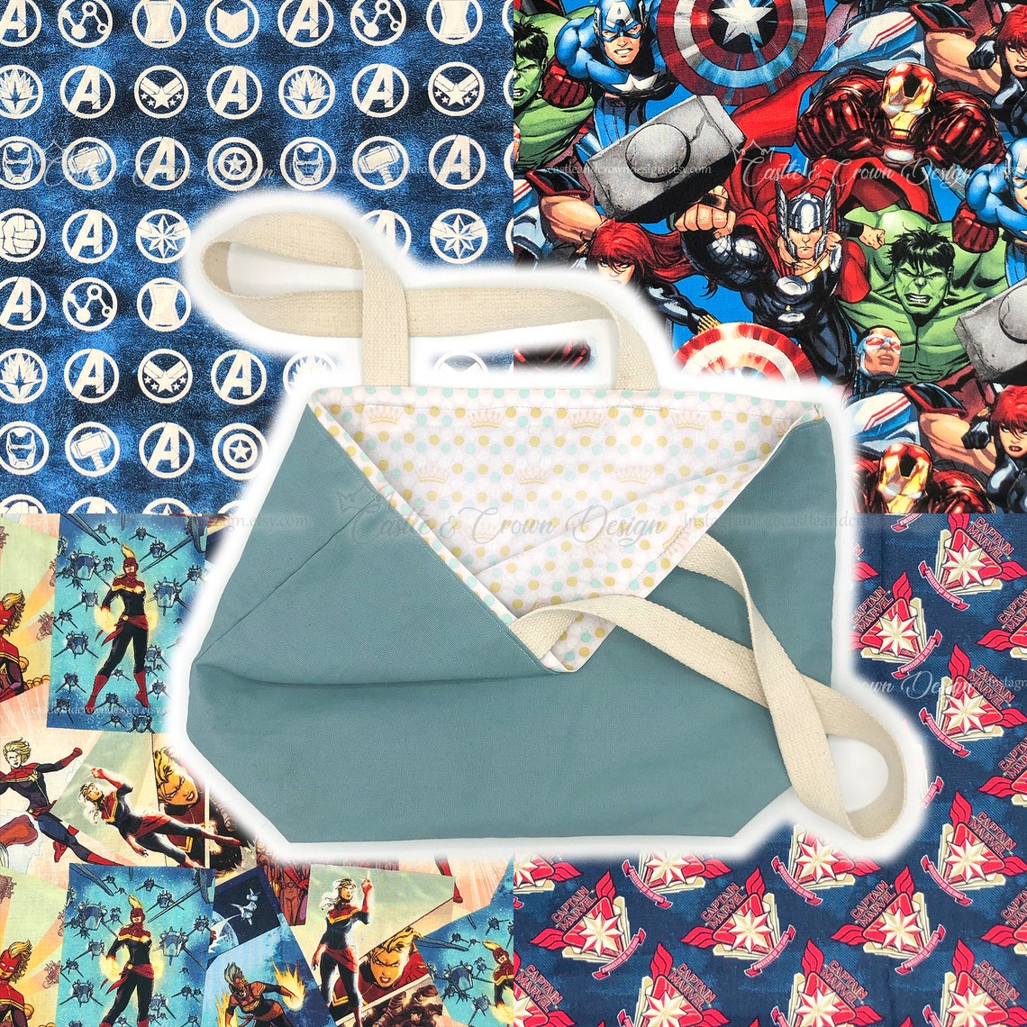 8-Pack Marvel Avengers Reusable Tote Bags - 10 Inch Glossy Print Shopping Bags For Parties & Gifts - View #3