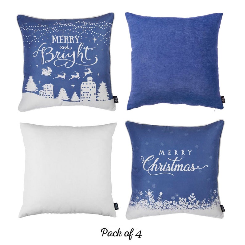 Merry Christmas Set Of 4 Throw Pillow Covers Christmas Gift 18x18