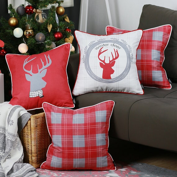 Merry Christmas Set Of 4 Throw Pillow Covers Christmas Gift 18x18