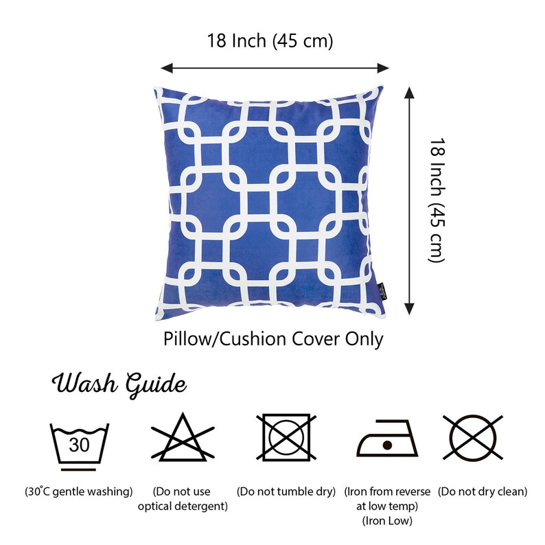 Throw Pillow Cover 18x18-Nautica Blue Latice Decorative Throw Pillow Cover