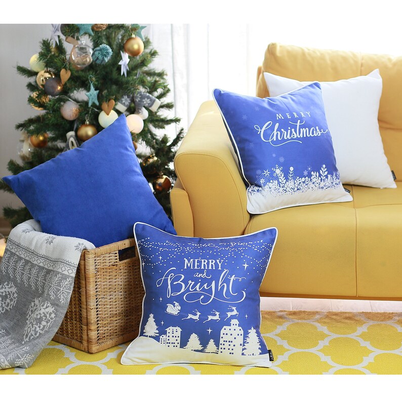 Merry Christmas Set Of 4 Throw Pillow Covers Christmas Gift 18x18