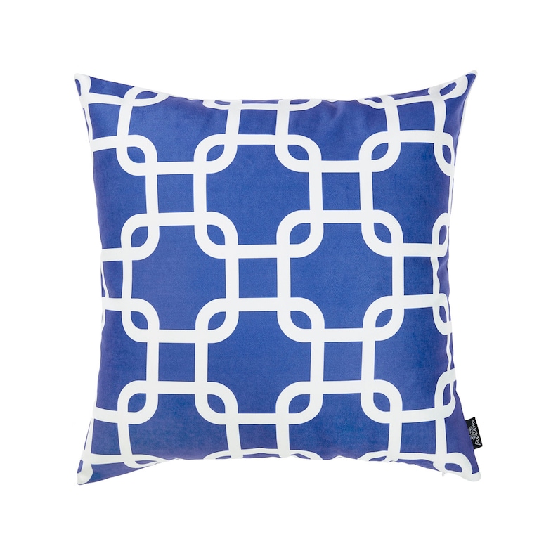 Throw Pillow Cover 18x18-Nautica Blue Latice Decorative Throw Pillow Cover