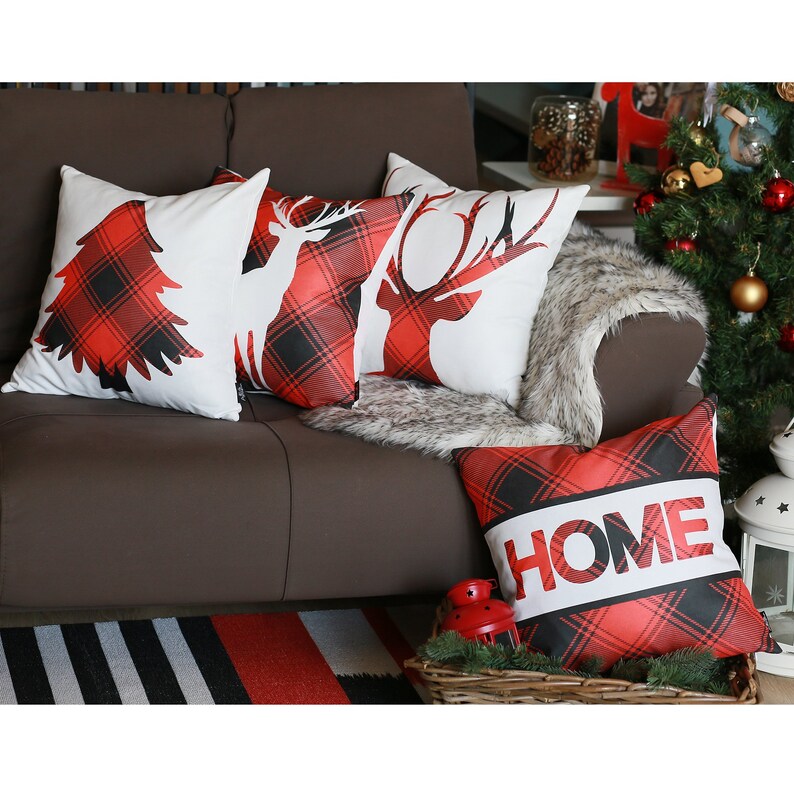 Merry Christmas Set Of 4 Throw Pillow Covers Christmas Gift 18x18