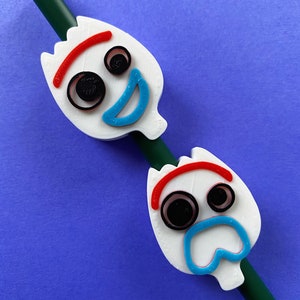 2 Emotion Spork Double Sided Straw-kick, Straw Sliders, Straw Decorations, Fish Extender Gift, Grab Bag Gift, Straw Toppers