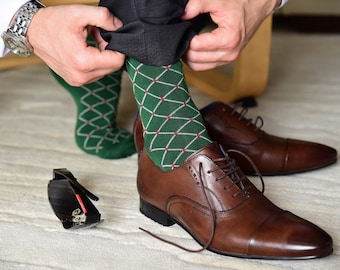 Christmas Gift for Him | Best Men's Gift | Holiday Gift | Gift for Boyfriend, Dad, Husband, Boss | Men's Socks Green - Made in Italy