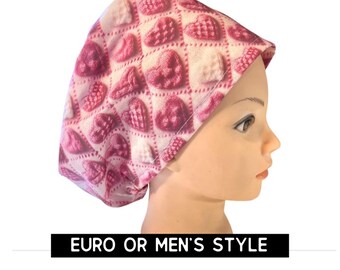 Valentine’s Day Scrub hat | 3D looking print scrub cap | medical hat | women’s euro style surgical hat with adjustable toggle or men’s style