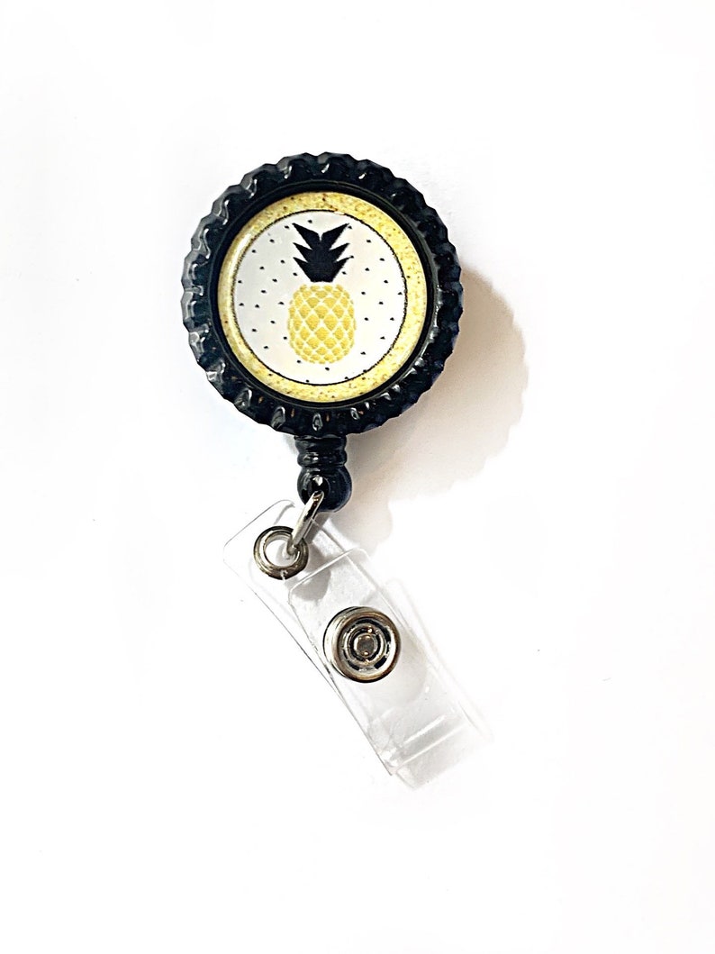 Pineapple badge reel gold pineapple retractable nurse badge reel ID badge Employee ID name tag