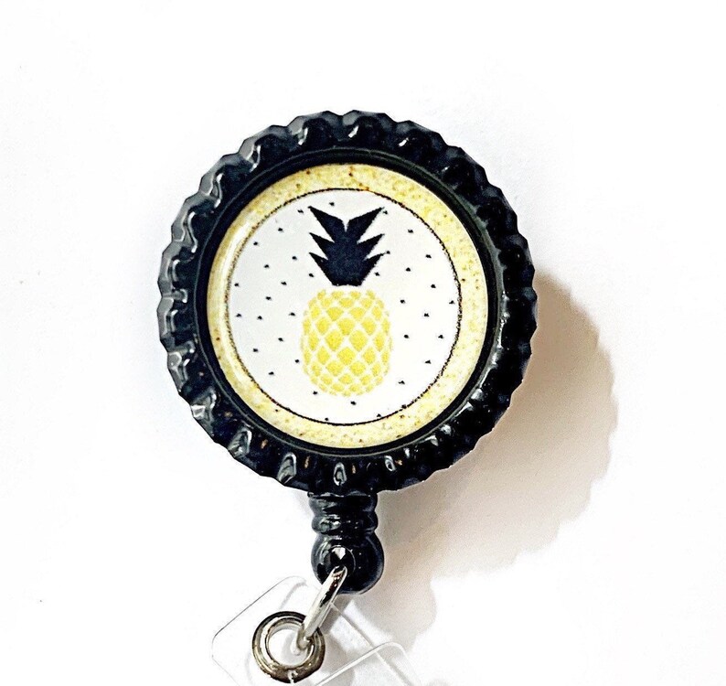 Pineapple badge reel gold pineapple retractable nurse badge reel ID badge Employee ID name tag