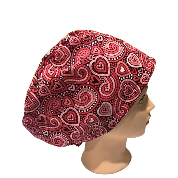 Valentine’s Day Scrub hat | candy hearts print scrub cap | medical hat | women’s euro style surgical hat with adjustable toggle | nurse hat