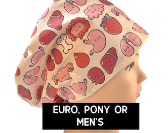 Cute anatomical organs scrub hat | satin lined option