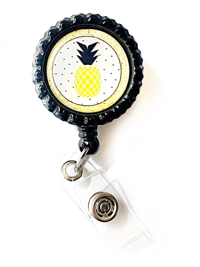 Pineapple badge reel gold pineapple retractable nurse badge reel ID badge Employee ID name tag