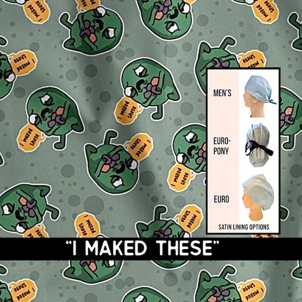 Gorro quirúrgico para vesícula biliar / opción con forro de satén / gorro quirúrgico divertido / estilo europeo con cierre ajustable, estilo europeo con lazos, para hombre