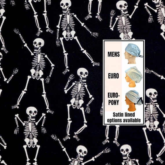 Halloween. Dancing Skeletons Scrub Cap: Satin lined option