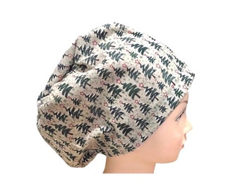 Christmas tree scrub hat | holiday surgical cap | satin lined option | women’s euro style adjustable scrub cap with adjustable toggle