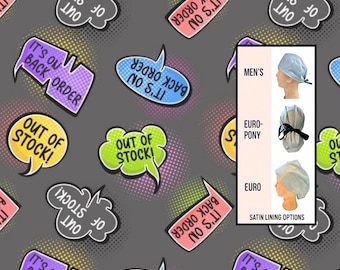 Funny Scrub Cap: Funny scrub hat. Satin lined option. Euro with toggle, pony with ties or men’s styles