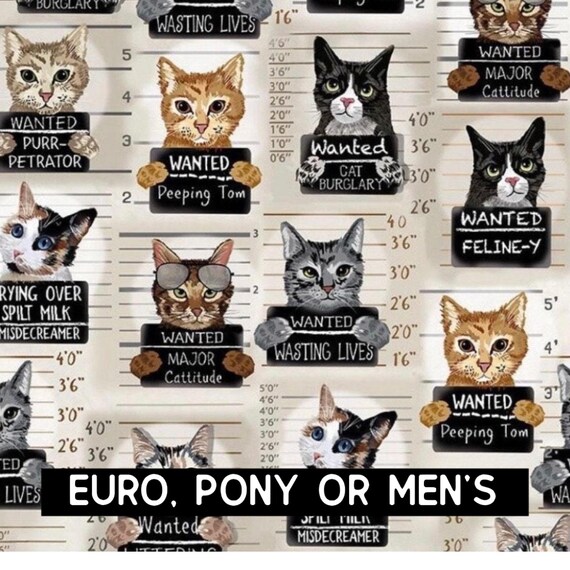 Cat Mug Shot Scrub Cap: Satin Lined option. Euro, euro-pony or men’s