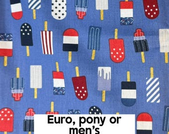 4th of July-Red, white, blue ice pop scrub hat | satin lined option