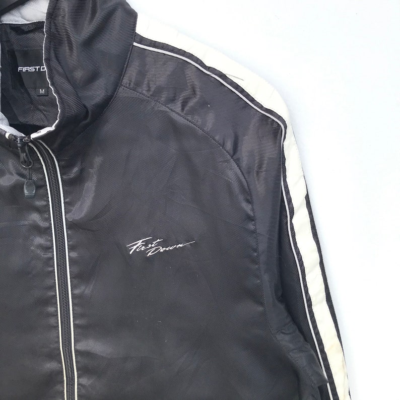 First Down Black Windbreaker Small Logo Sweater Size Medium Hot Item !