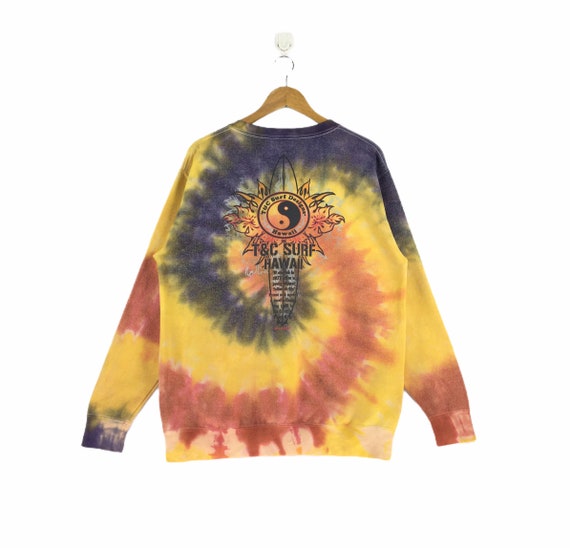 Vtg T&C Surf Design Custom Tie Dye Bleach Wash Big