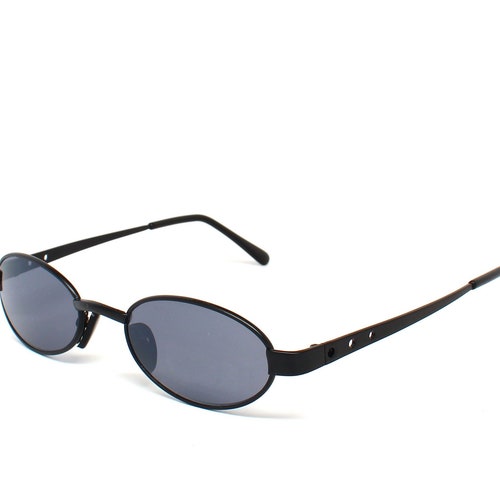 True Vintage Wraparound 90s Grunge Black Oval Sunglasses Etsy