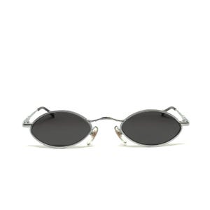 Veri occhiali da sole vintage anni &#39;90 piccoli ovali argentati con montatura in filo metallico