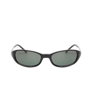 True Vintage 90s Black Wraparound Oval Frame Deadstock Sunglasses