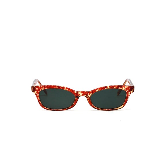 Vintage 90s Tortoise Triangular Browline Sunglass… - image 1