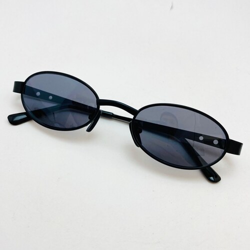 True Vintage Deadstock 90s Mini Black Wire Oval Sunglasses. Etsy