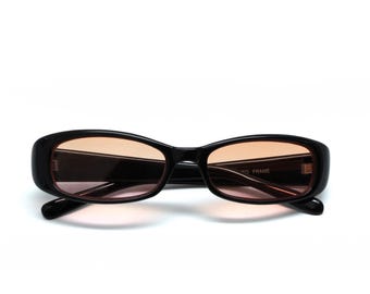 True Vintage Grunge 90s Transparent Pink Yellow Rectangle Sunglasses