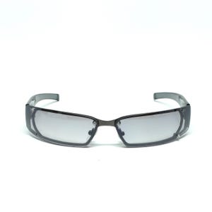 Vintage Y2k Slim Frameless Wraparound Grey Visor Shape Sunglasses
