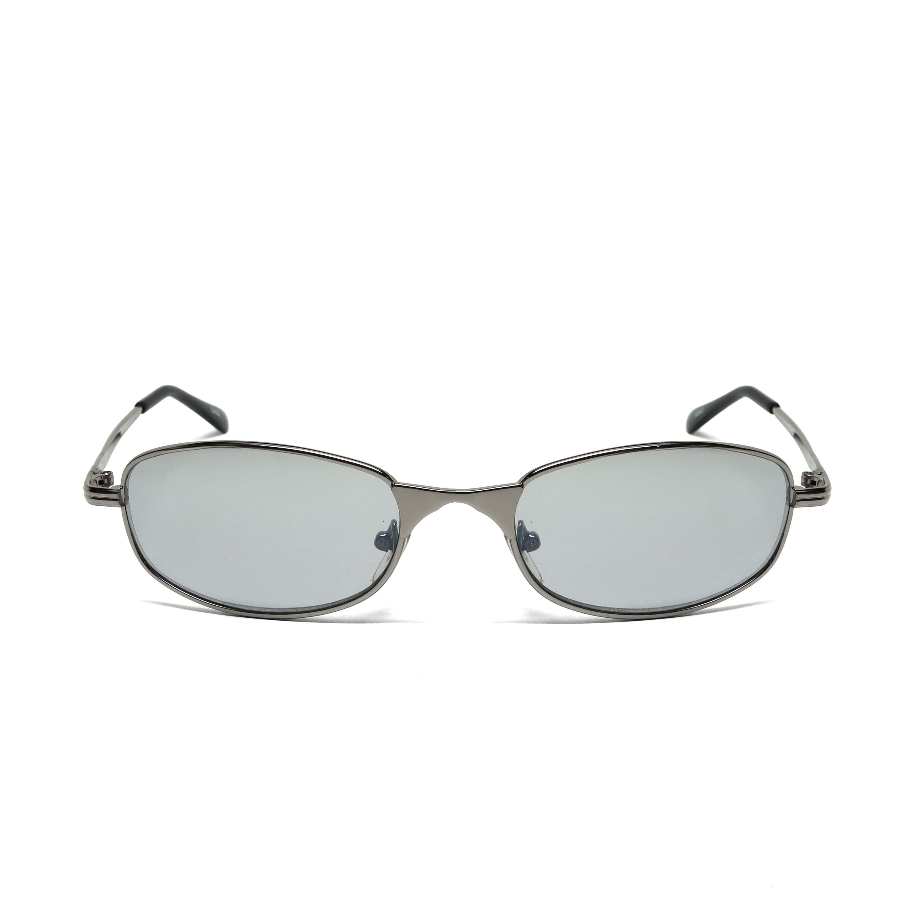 Vintage Y2k Multicolor Thin Iridescent Lens Oval Shape Sunglasses