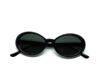Authentic Vintage 90s Mod Oval Black Deadstock Sunglasses