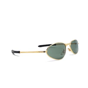 Authentic Vintage 90s Gold Wire Frame Triangular Sunglasses