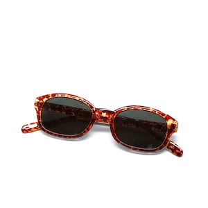 True Vintage 90s Brown Tortoise Frame Deadstock Rectangular Sunglasses