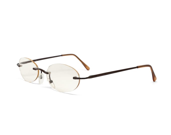Vintage 90s Frameless Oval Glasses: Brown Tint, Deadstock