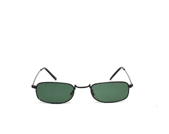 Authentic Vintage 90s Small Size Rectangle Black Vintage Deadstock Sunglasses