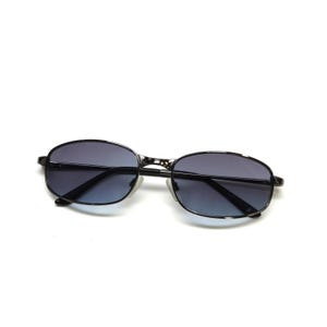 Occhiali da sole vintage rettangolari in metallo grigio/nero, anni &#39;90, in stock