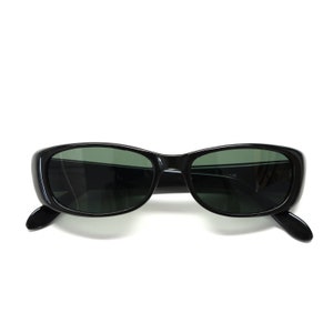 Authentic Vintage 90s Made Rectangle Black Deadstock Cateye Sunglasses