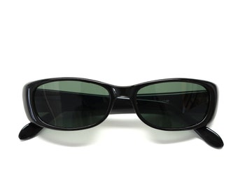 Authentic Vintage 90s Made Rectangle Black Deadstock Cateye Sunglasses