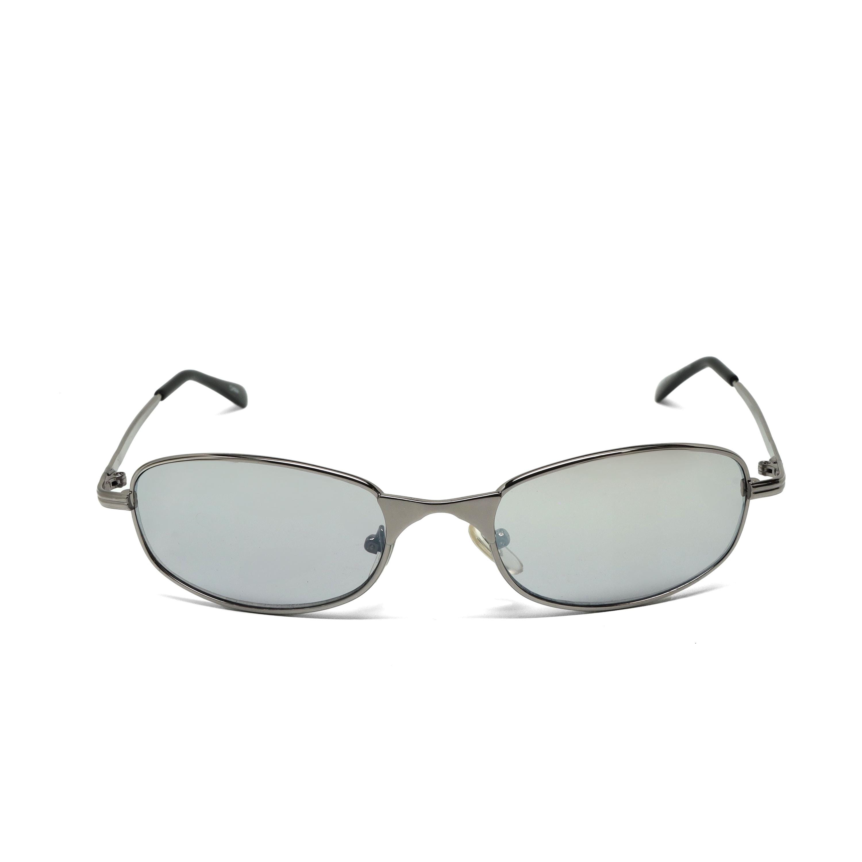 Vintage Y2k Multicolor Thin Iridescent Lens Oval Shape Sunglasses