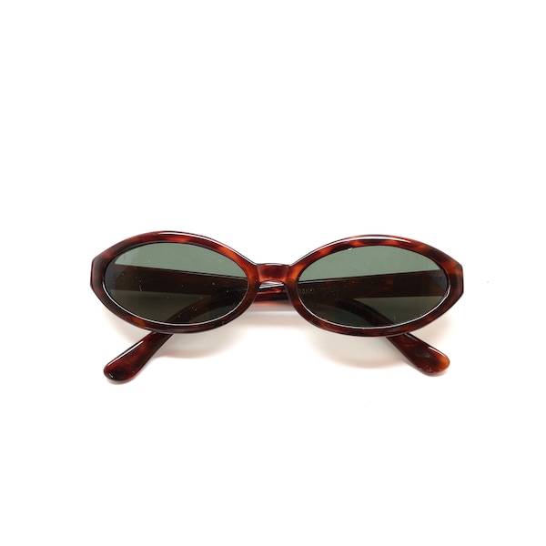 Thin Oval Authentic 1990s Vintage Deadstock Slim Tortoise Frame Sunglasses