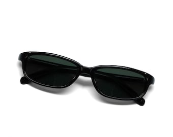 90s Deadstock Black Rectangle Mod Authentic Vintage Sunglasses