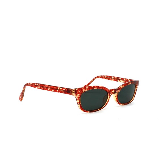 Vintage 90s Tortoise Triangular Browline Sunglass… - image 2