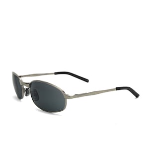 True Vintage 90s Wraparound Deadstock Grey Oval Sunglasses