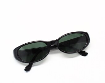 Deadstock Vintage 90er Mod Style Ovale schwarze Sonnenbrille