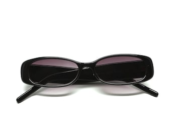 May include: Black rectangular sunglasses with dark lenses.